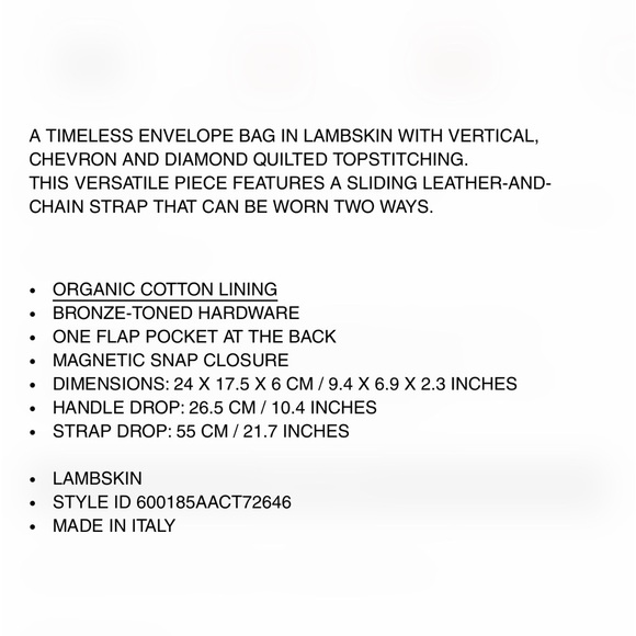 Classic YSL Envelope Lambskin Chervon Diamond Quilted Brown Bag - Picture 10 of 10